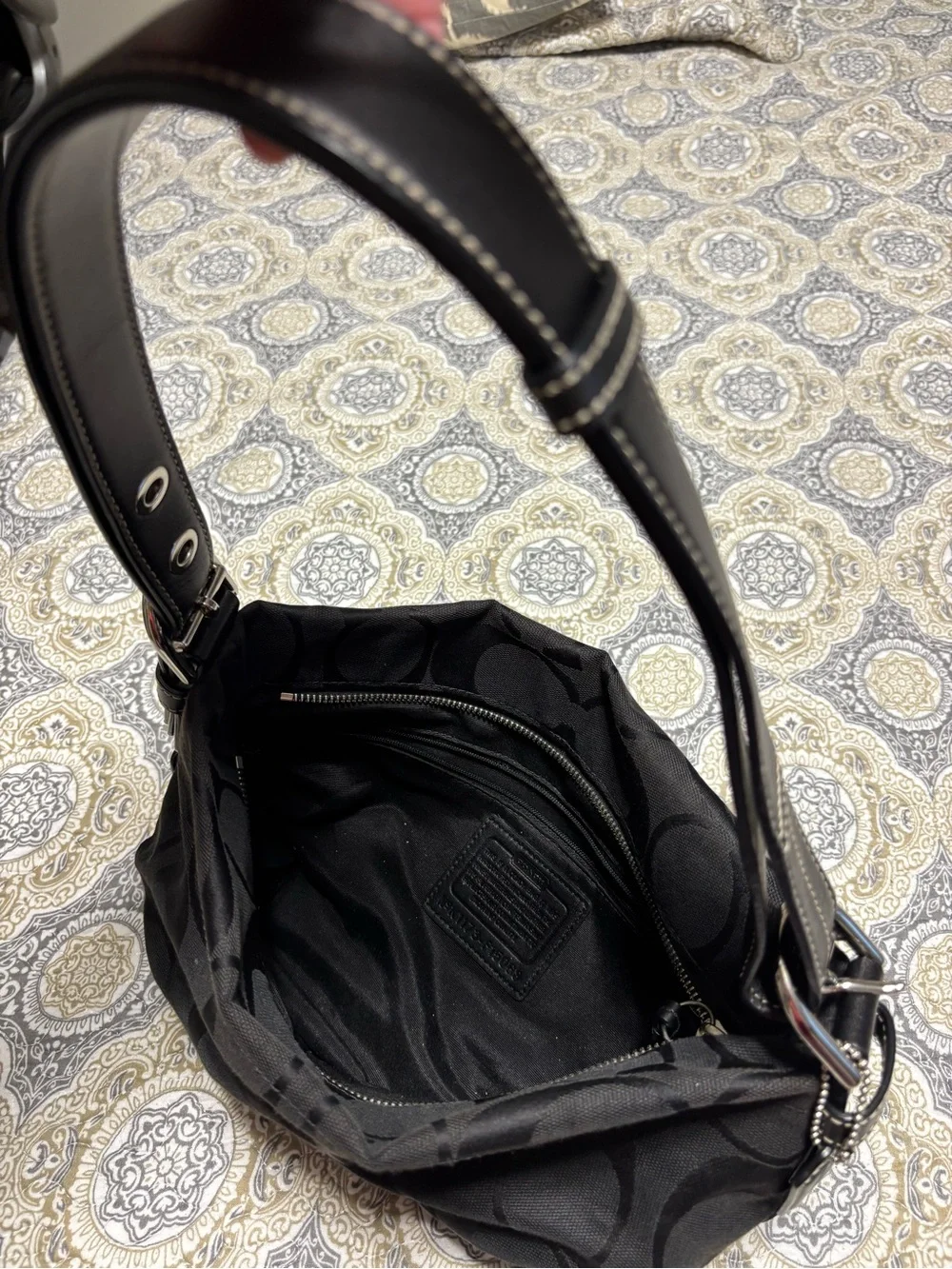 Coach Black Signature Jacquard Shoulder Bag